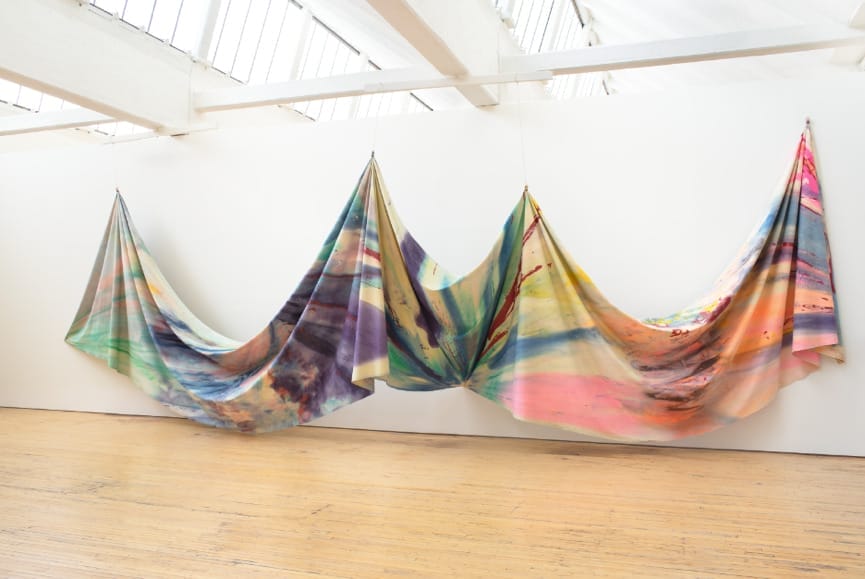 Sam Gilliam, Double Merge, 1968. Installation view, Dia:Beacon, Beacon, New York.© Sam Gilliam. Photo: Bill Jacobson Studio, New York, courtesy Dia Art Foundation, New York