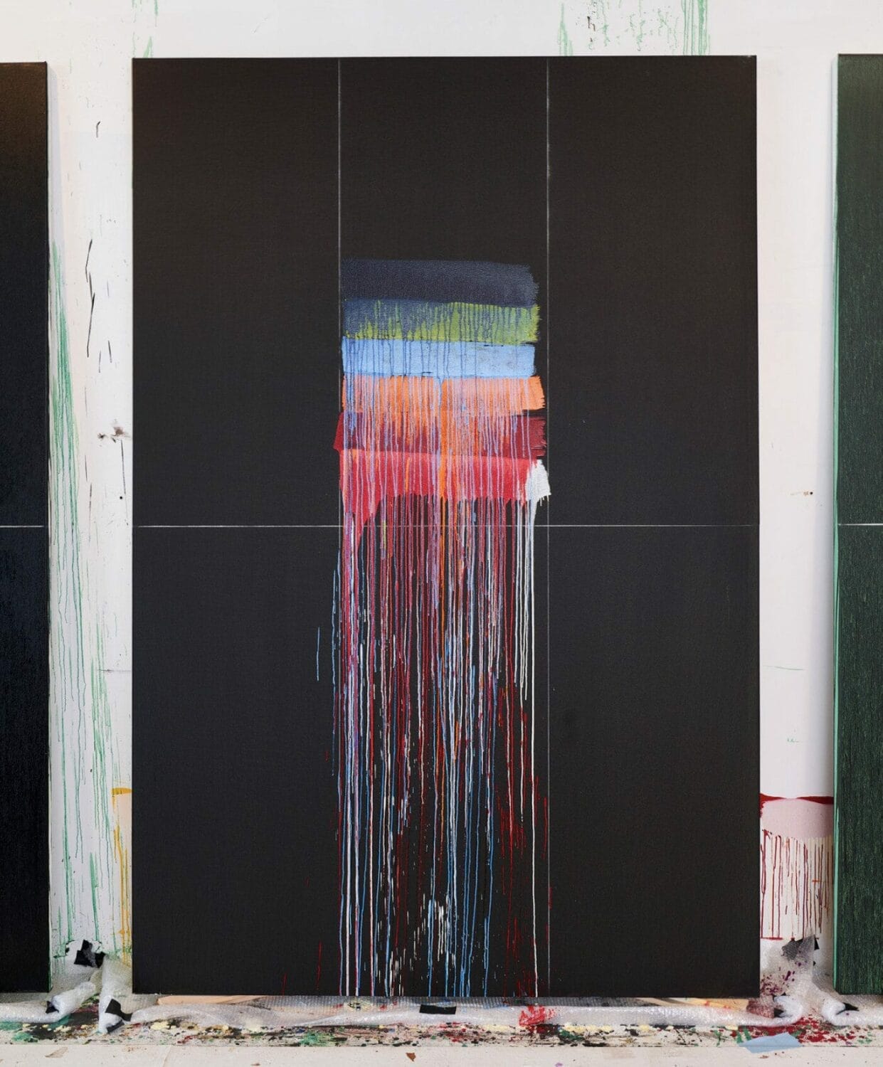 Pat Steir, Many Colors II (Blue), 2022.