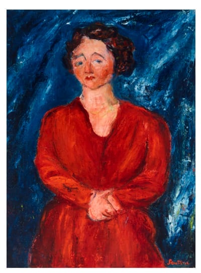 Chaïm Soutine (1893-1943), La femme en rouge au fond bleu