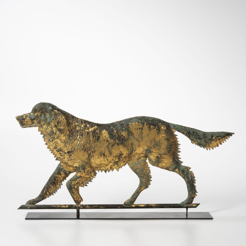 Molded and Gilt Copper "Ranger" Setter Weathervane
Attributed to Cushing & White, Waltham, Massachusetts, c. 1875.

Estimate: $6,000-8,000