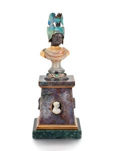 Wilhelm Schmidt opal, gemstone and hardstone bust of Mars, circa 1890, estimate of £70,000-100,000