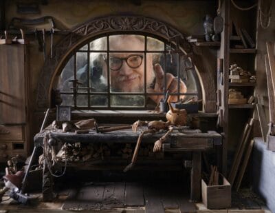 Guillermo del Toro on the set of Guillermo del Toro’s Pinocchio, 2022. Image courtesy Jason Schmidt/Netflix