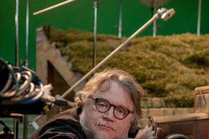 Guillermo del Toro on the set of Guillermo del Toro’s Pinocchio, 2022. Image courtesy Jason Schmidt/Netflix