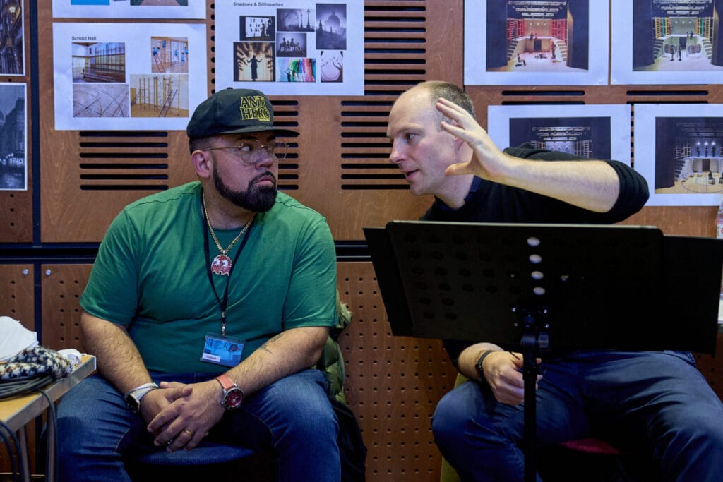 (L-R) Conrad Murray and James Dacre - Unexpected Twist Rehearsals - photo by Manuel Harlan