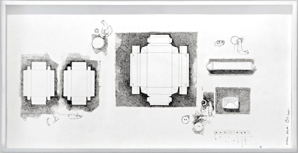 Série des petits aménagements, 2015, encre sur papier, pliages