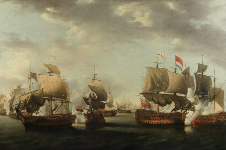 The Formidable breaking the French line at the Battle of the Saintes, 1782 by Nicholas Pocock and James Hillhouse. Sold for £82,200.