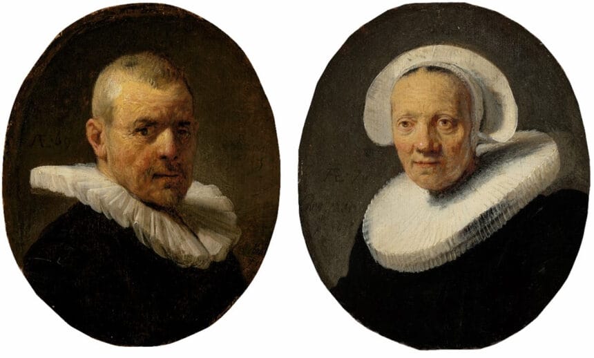 Rembrandt Harmensz. Van Rijn (Leiden 1606-1669 Amsterdam) Portrait of Jan Willemsz. van der Pluym (1565-1644) and Portrait of Jaapgen Carels (1565-1640) 7.7/8 x 6.1/2 in. (19.9 x 16.5 cm.) Estimate: £5,000,000-8,000,000