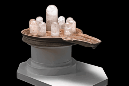 A rare monumental marble and rock crystal lingam shrine India, 19th/ 20th Century (12) Estimate: £120,000 - 160,000.