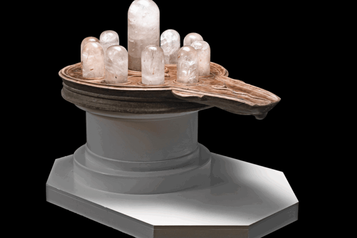 A rare monumental marble and rock crystal lingam shrine India, 19th/ 20th Century (12) Estimate: £120,000 - 160,000.