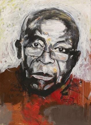 Francis Mampuya, Portrait de
Mampuya Ferdinand (2022)
Acrylique sur toile, 85 x 63 cm
© PCP - Courtesy F. Mampuya et
Angalia