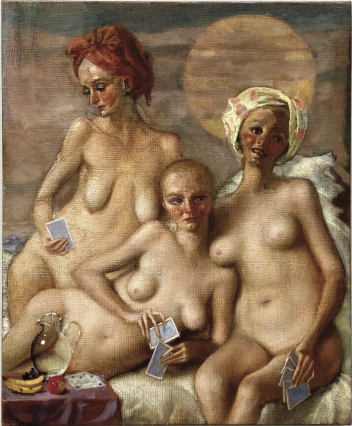 John Currin, TEMPESTARII, 2023 Oil on canvas Courtesy of the artist and Gagosian Gallery