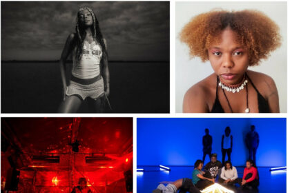 Credits: clockwise: Bambii, by Kirk Lisaj; Castiel Vittorino Brasileiro, courtesy of the artist; Christelle Oyiri, by Stephen Nthusi; The Living and The Dead Ensemble: The Wake, 2022 by Alain Monot.