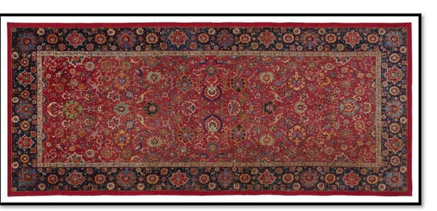 Royal Safavid red-ground 'palmette and bird' carpet