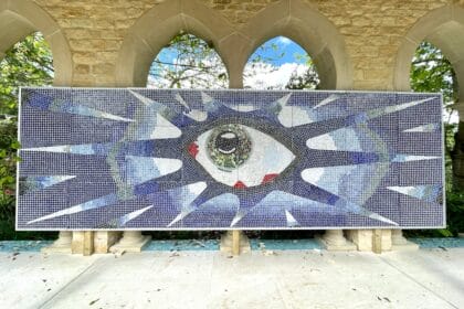 The 'Psychedelic Eye' Mosaic Commissioned By John Lennon For His Swimming Pool At His Kenwood Home. Estimate: Refer to Department. Credit: Claire Carroll Photography / Bonhams