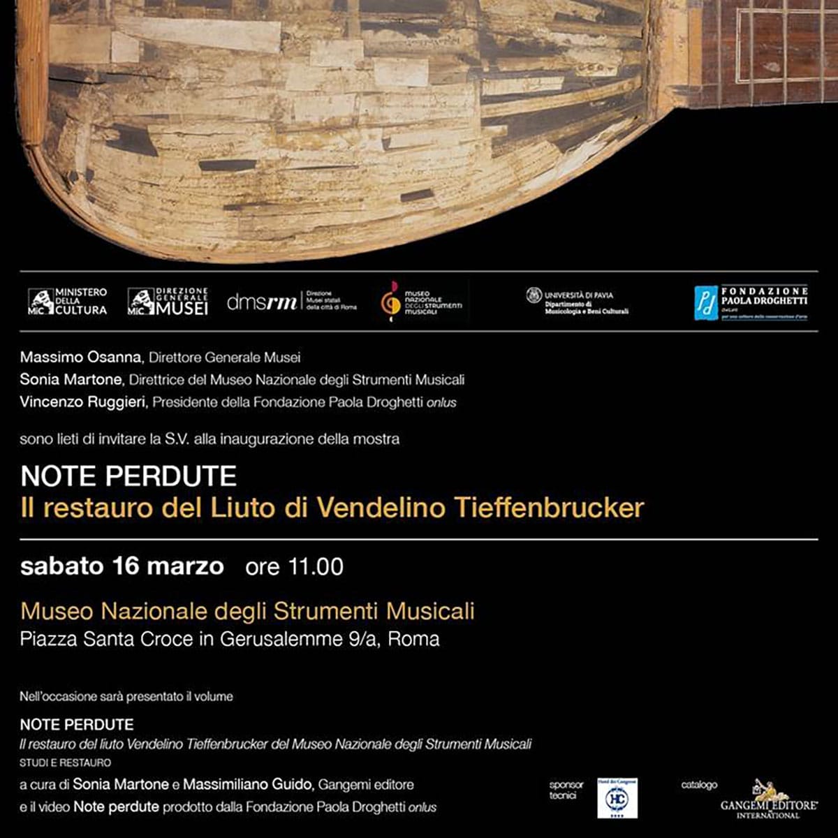 NOTE PERDUTE // Inaugurazione sabato 16 marzo ore 11.00 // Museo Nazionale degli Strumenti Musicali