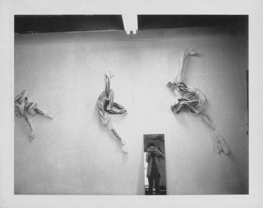 ‘Sparkle knots’ in the artist’s Baxter Street studio, New York City, 1972 © Lynda Benglis. Licensed by VAGA at Artists Rights Society (ARS), NY. Photo: Lynda Benglis.