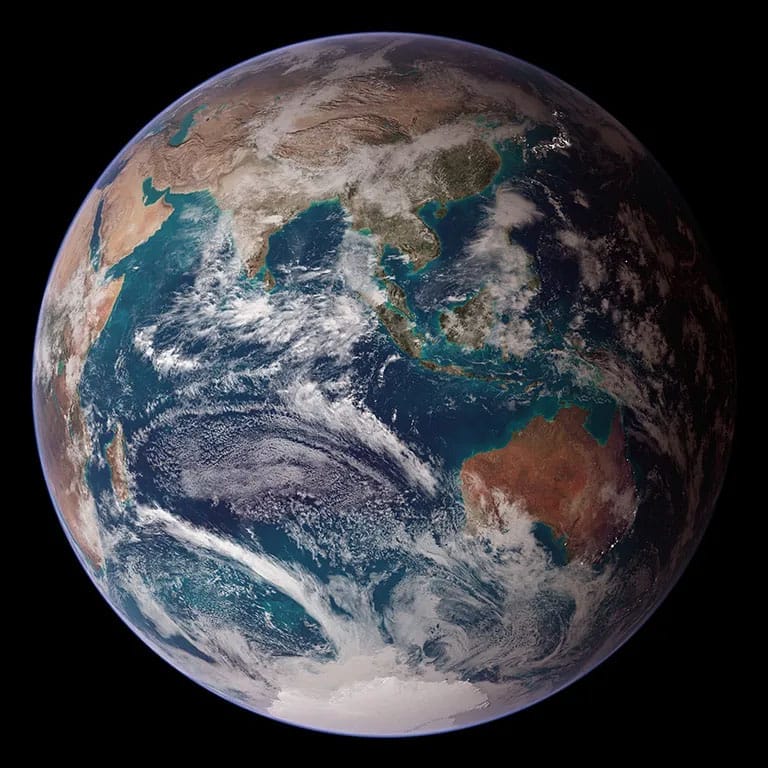 Artist’s concept of the Earth drawn from data from multiple satellite missions and created by a team of NASA scientists and graphic artists. Credit: NASA Images By Reto Stöckli, Based On Data From NASA And NOAA