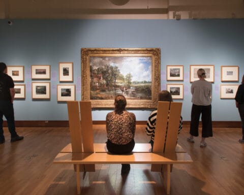 Visitors view Constable’s The Hay Wain at Bristol Museum & Art Gallery as part of National Treasure