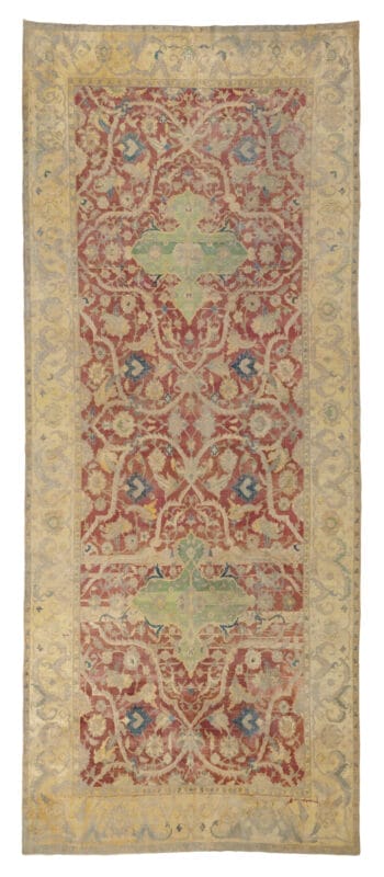 A rare and impressive silk Safavid #8216;Polonaise#8217; carpet