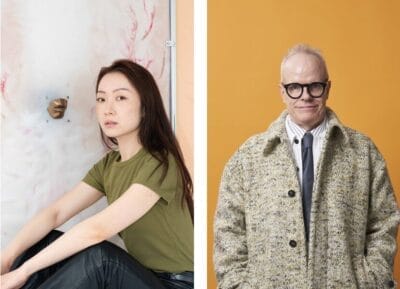 Portrait of Xin Liu, photo by Wenxuan Wang. Portrait of Hans Ulrich Obrist, photo by Elias Hassos.