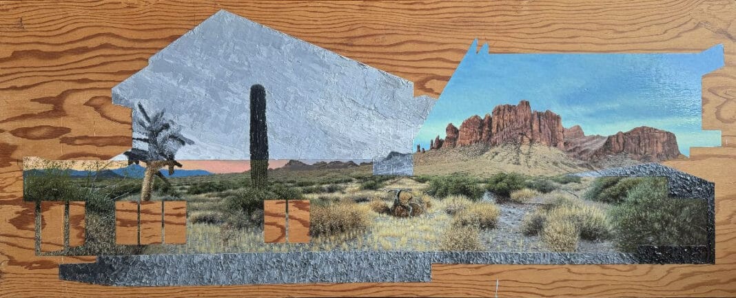 Paul Paiement, Nexus - Apache Junction, Arizona, 2024 acrylic on plywood, 24 x 57 inches (61 x 144.7cm)