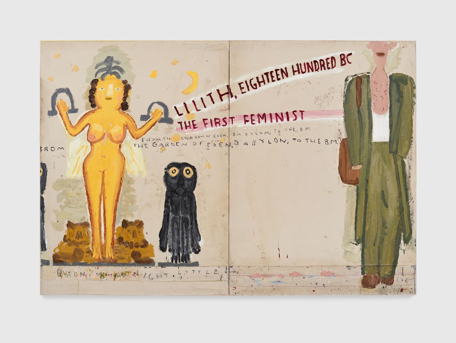 Rose Wylie, Lilith and Gucci Boy, 2024. © Rose Wylie. Courtesy the artist and David Zwirner.