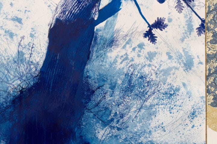 oung Oak Swaying Its Branches, 2024 (detail), Mixed media on paper, 47 3/4 x 62 3/4 in (121.3 x 159.4 cm)