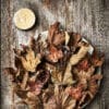 Restaurant Koks, Faroe Islands, Crispy celeriac with fermented celeriac powder and mushroom emulsion, Credit: Claes Bech Poulsen.