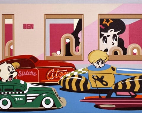 Peep PATERSON STREET 2025 acrylic on canvas 51 by 80 cm. Courtesy of the artist and JPS Gallery