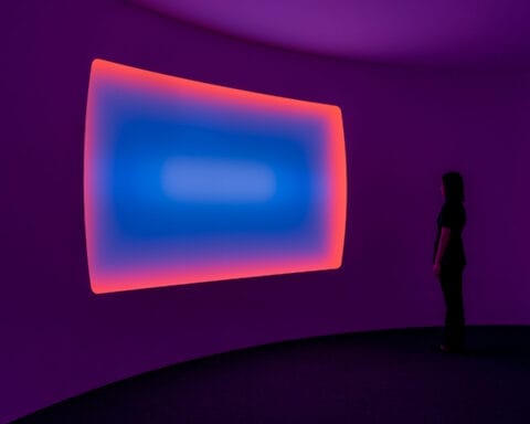 Installation view from James Turrell: The Return © James Turrell, courtesy of the artist and Pace Gallery. Photography by studio_kdkkdk.