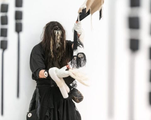 Opening reception of Indian Theater: Native Performance, Art, and Self-Determination since 1969, June 24th 2023. Hessel Museum of Art, Center for Curatorial Studies, Bard College, Annandale-on-Hudson, NY. Photo: Karl Rabe, 2023.