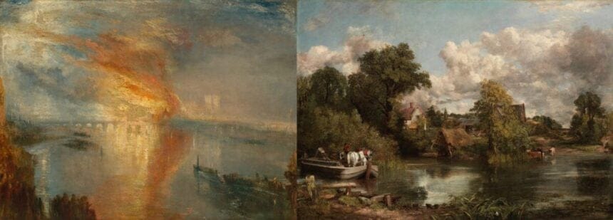 JMW Turner, The Burning of the Houses of Lords and Commons. Cleveland Museum of Art. Bequest of John L. Severance, John Constable, The White Hors. © The Frick Collection, New York. Photo: Joseph Coscia Jr