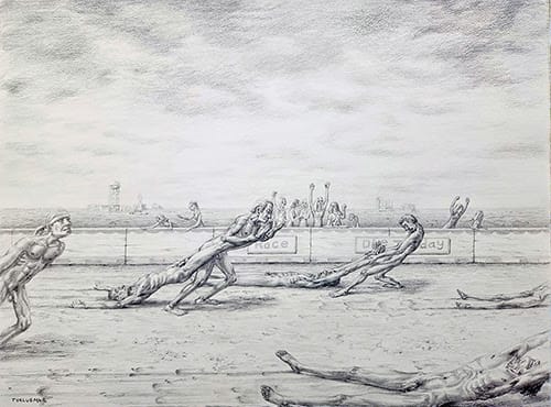 Tom Torluemke, Drag Race, Graphite on paper, 22 x 30